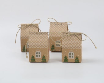 1pcs ,50pcs,100pcs Christmas Cabin Candy Boxes - Candy Box - Boxes-Party Boxes -Birthday Party -Gift Box -Favor Boxes -Wedding Favor Boxes
