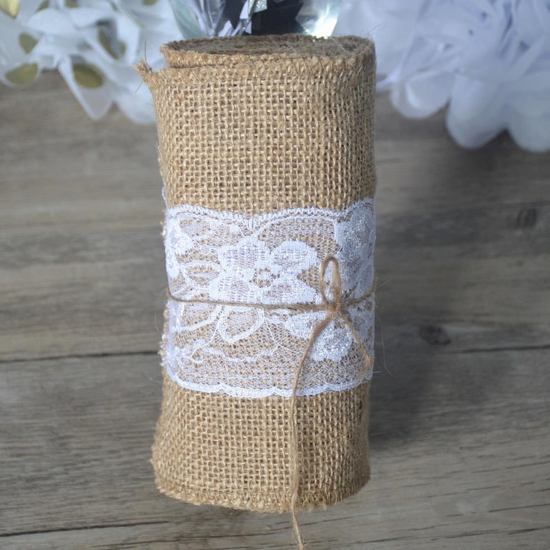 15275cm Natural Jute Burlap Chair Cover With Middle White Etsy