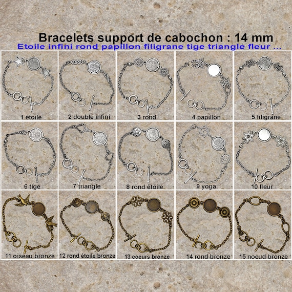 lot de 5 bracelets bronze pour support cabochon 20 mm