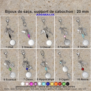 2 bijoux de sacs thème animaux au choix