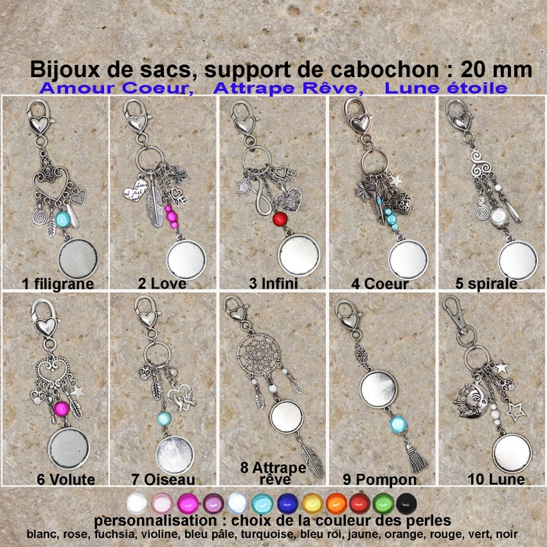 2 Bijoux De Sacs Thème Amour Attrape Rêves Lune Au Choix