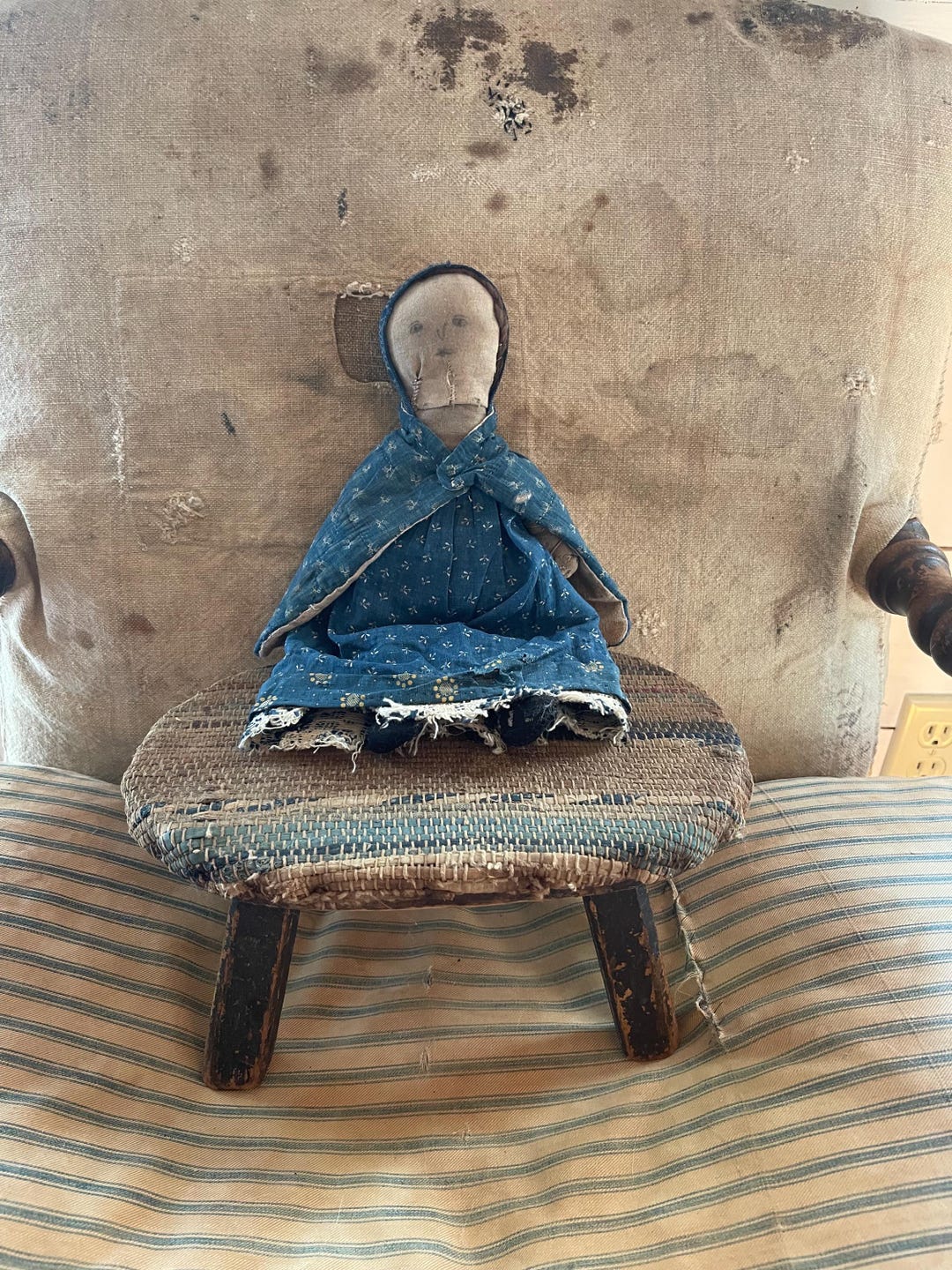 Charming….early Look Rag Doll in Blue Calico - Etsy