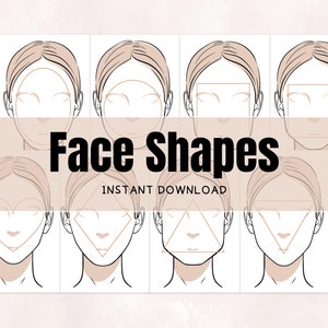 Face Shapes Frameable Infographic, Various Face Shapes, Editable Canva Template, Face Chart, Face Shape Guide, Face Chart Printable