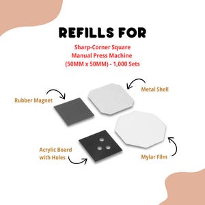 Confezione di consumabili per magneti fotografici quadrati con angoli affilati da 50 x 50 mm - 1000 set - SPEDIZIONE GRATUITA