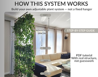 Adjustable Plant Hanger Pattern PDF, DIY Room Divider, Hanging Planter Tutorial, Vertical Garden System