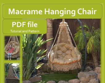 Hanging Chair Pattern, downloadable Tutorial, macrame DIY