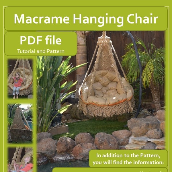 Hanging Chair Pattern, downloadable Tutorial, macrame DIY