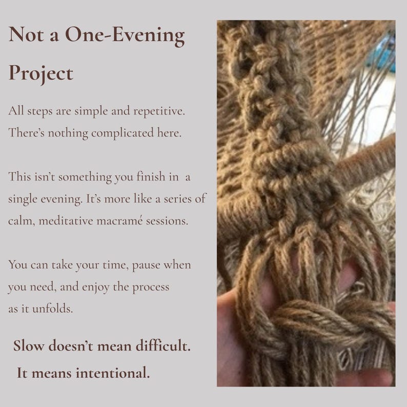 Macramé Hanging Chair Tutorial PDF — Author’s Method, No-Weld Metal Ring (Swing Pattern PDF) image 9