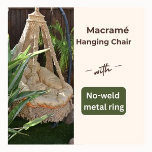 Tutorial per sedia sospesa in macramè in formato PDF — Metodo dell'autore, anello in metallo senza saldature (schema per altalena in PDF)