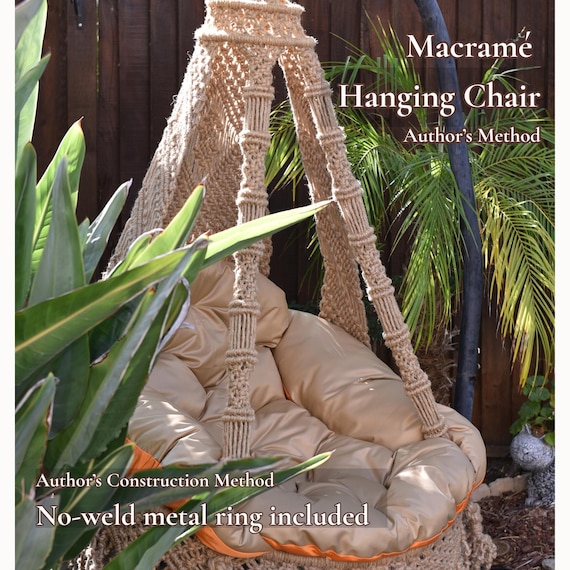 Macramé Hanging Chair Tutorial PDF — Author’s Method, No-Weld Metal Ring (Swing Pattern PDF)