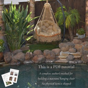 Macramé Hanging Chair Tutorial PDF — Author’s Method, No-Weld Metal Ring (Swing Pattern PDF) image 3