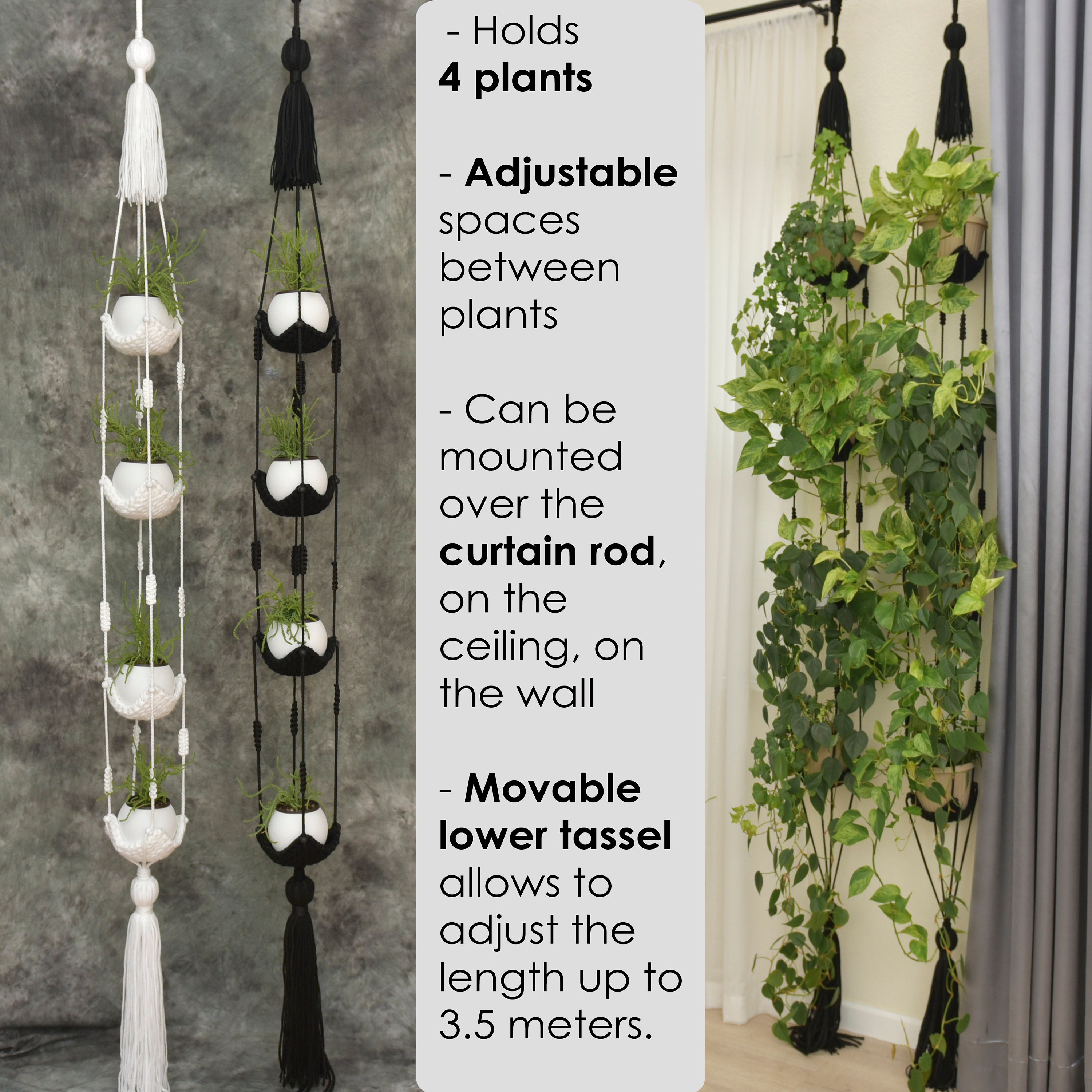 Multiple Plants Holder Macrame Plant Hanger 4 Tier Floating