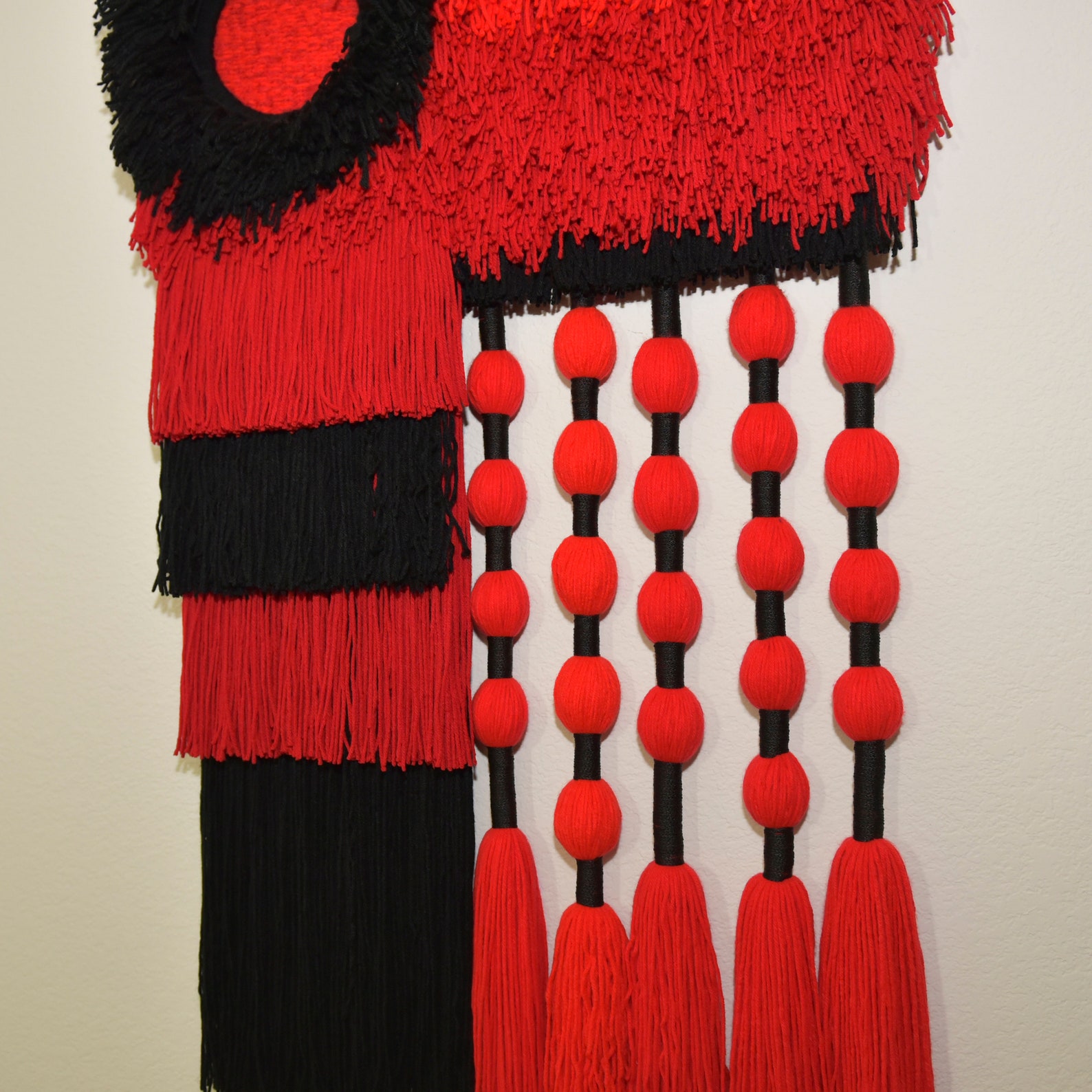 Red and Black Wall Art Woven Tapestry Modern Wall Decor Etsy