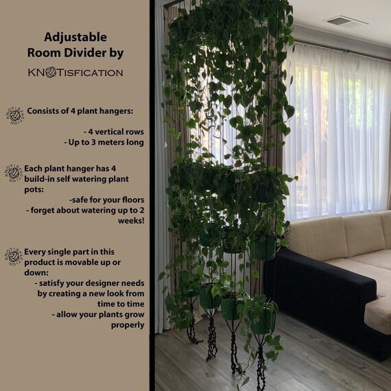 Adjustable Hanging Room Divider. Selfwatering Hanging Etsy