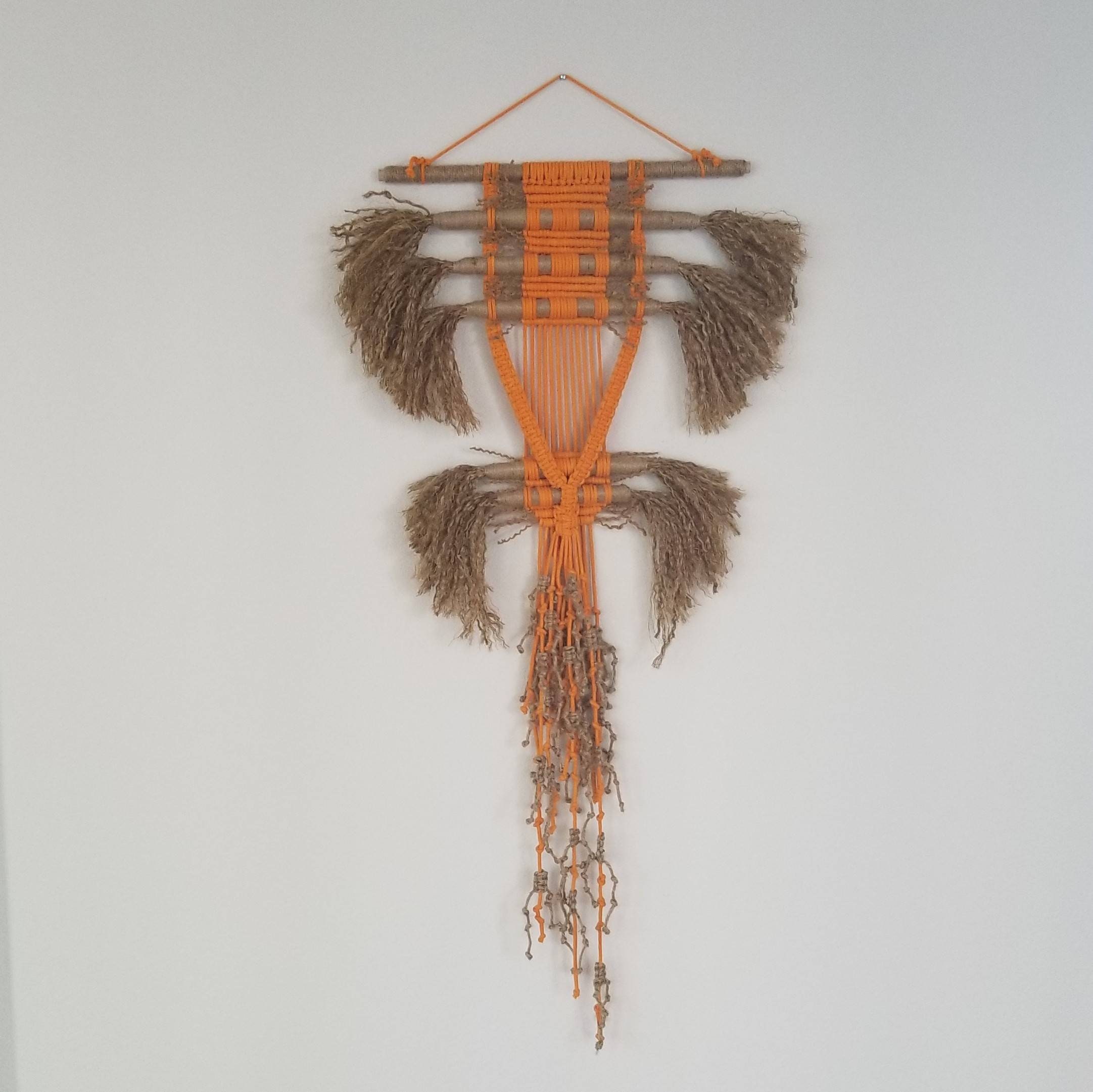 Macrame wall hanging all natural materials orange wall decor Etsy