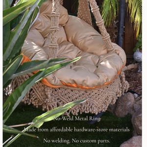 Macramé Hanging Chair Tutorial PDF — Author’s Method, No-Weld Metal Ring (Swing Pattern PDF) image 2