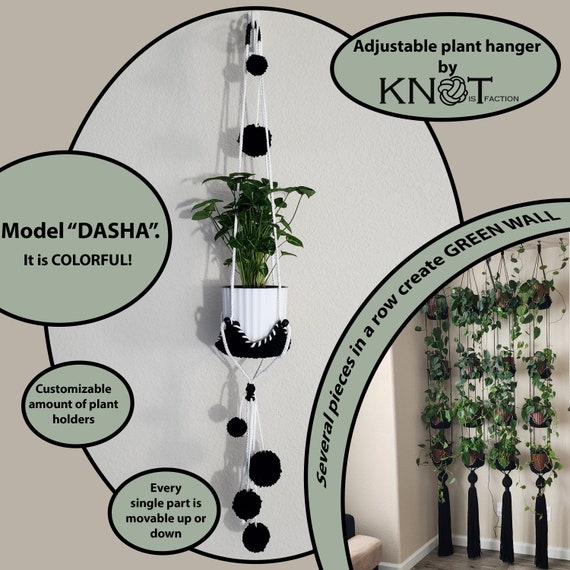 DASHA. Adjustable plant holder, hanging room divider, multiple plants hanger, plants organizer, wall planter, plants display, gift for her.