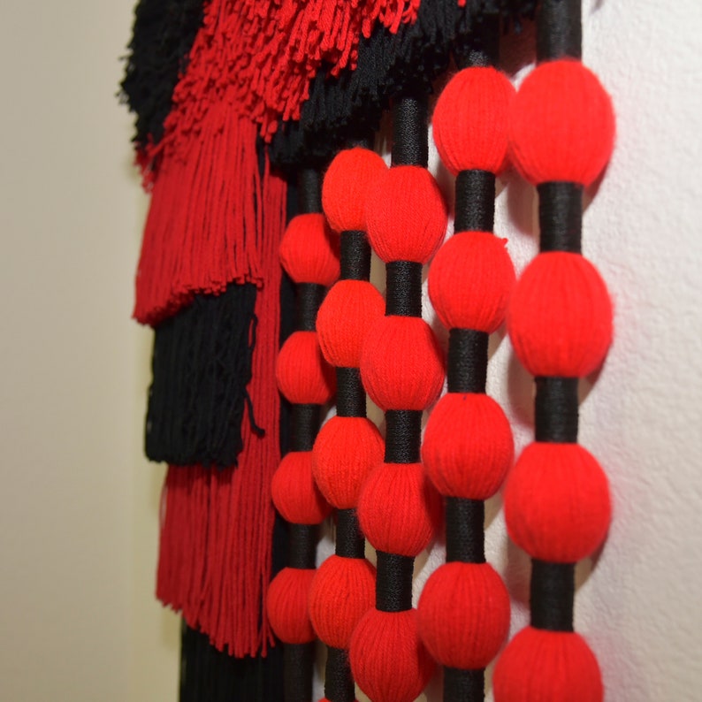 Red and Black Wall Art Woven Tapestry Modern Wall Decor Etsy