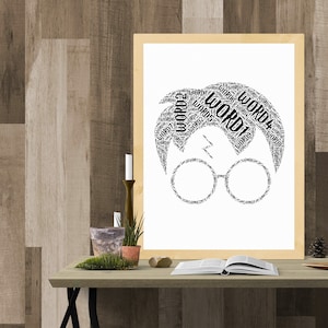 Personalised List of Words & Shape Word Cloud Posters A3, wall art printable HP Poster Wizard World