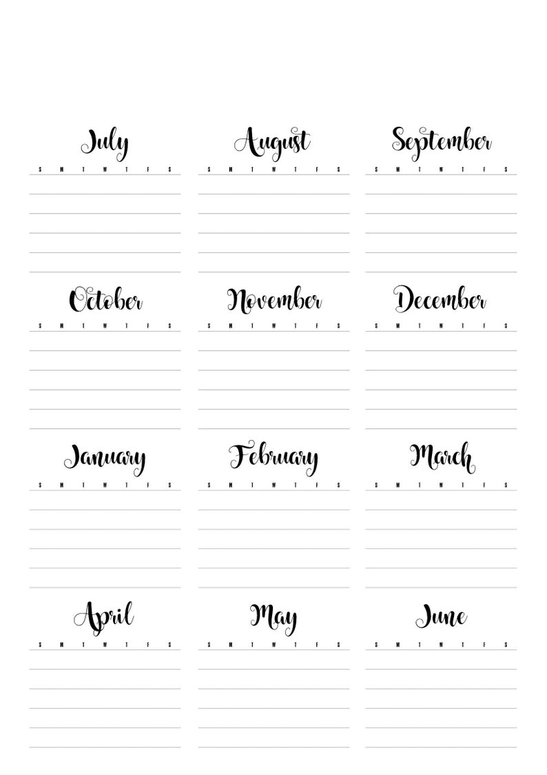 Perpetual Financial Year Large Calendar Portrait PRINTABLE Etsy