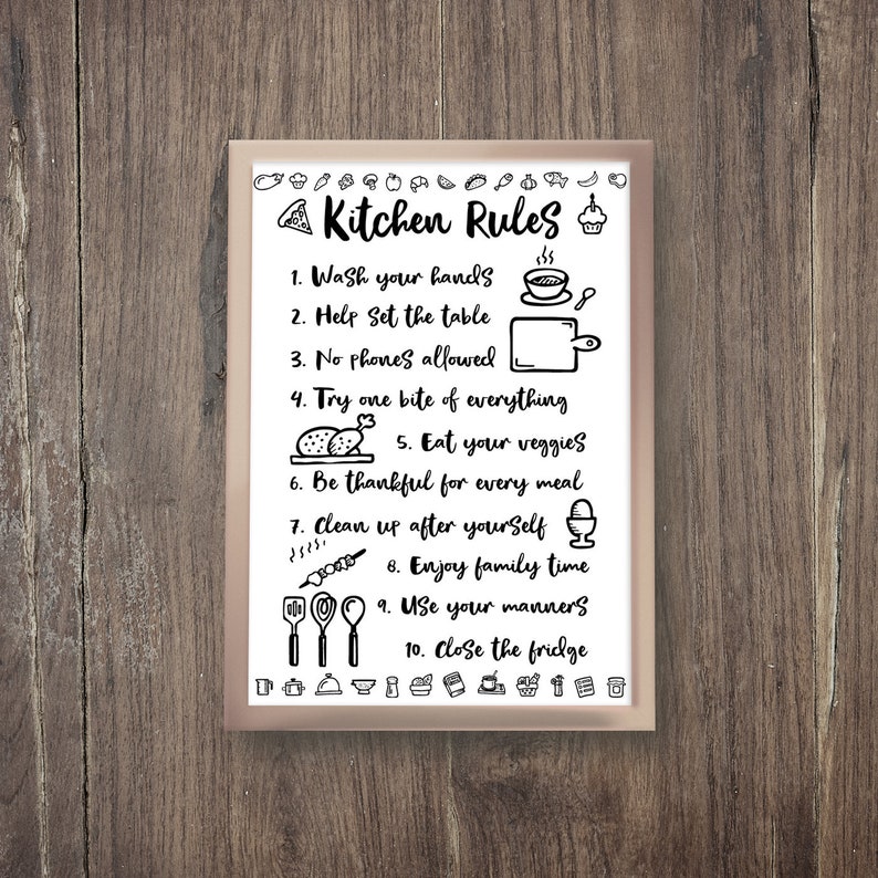 Kitchen Rules Printable Wall Art A3 Kitchen Rules Download to - Etsy Denmark