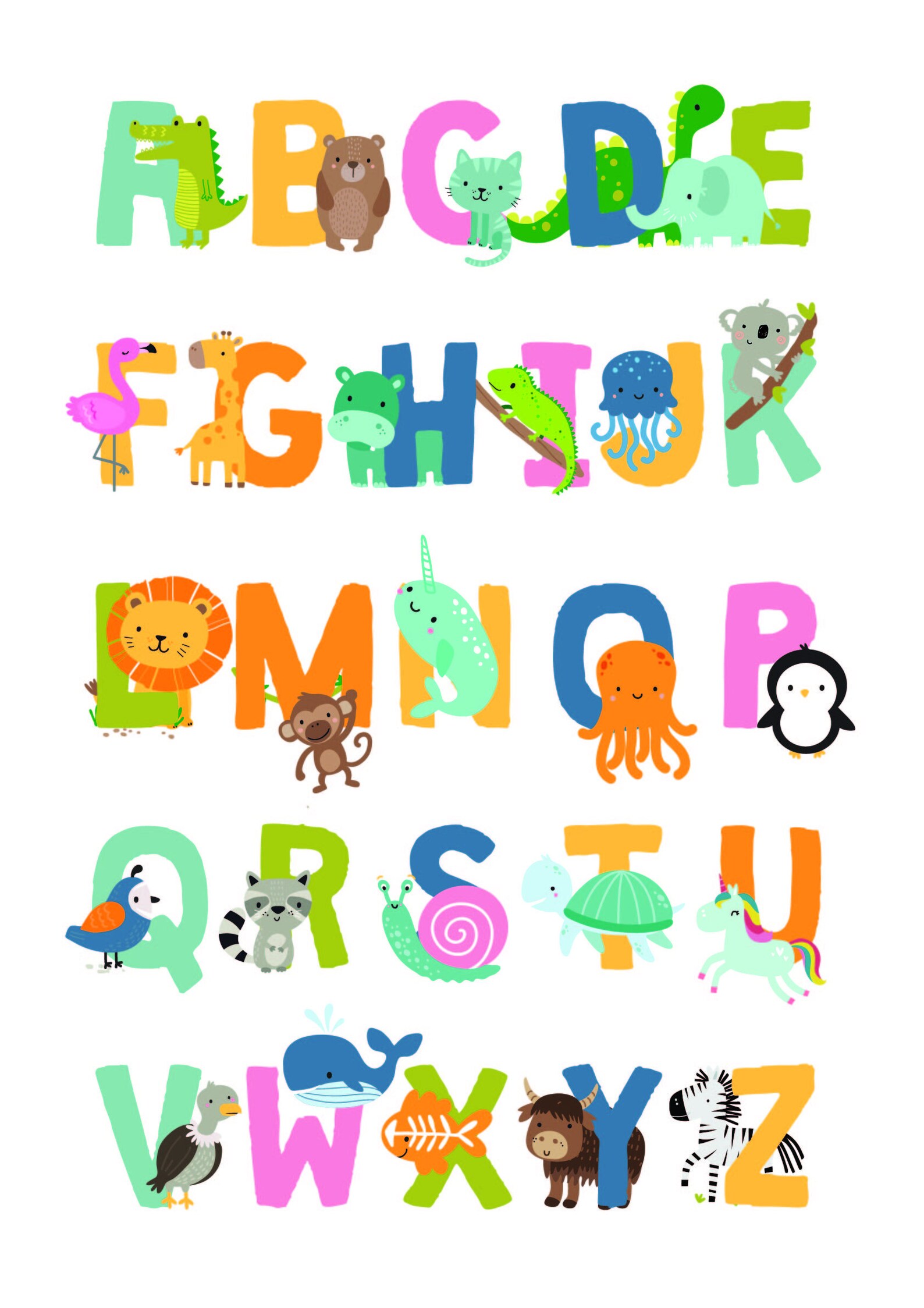 Kids Alphabet Posters A1 Wall Posters Alphabet Print ABC | Etsy