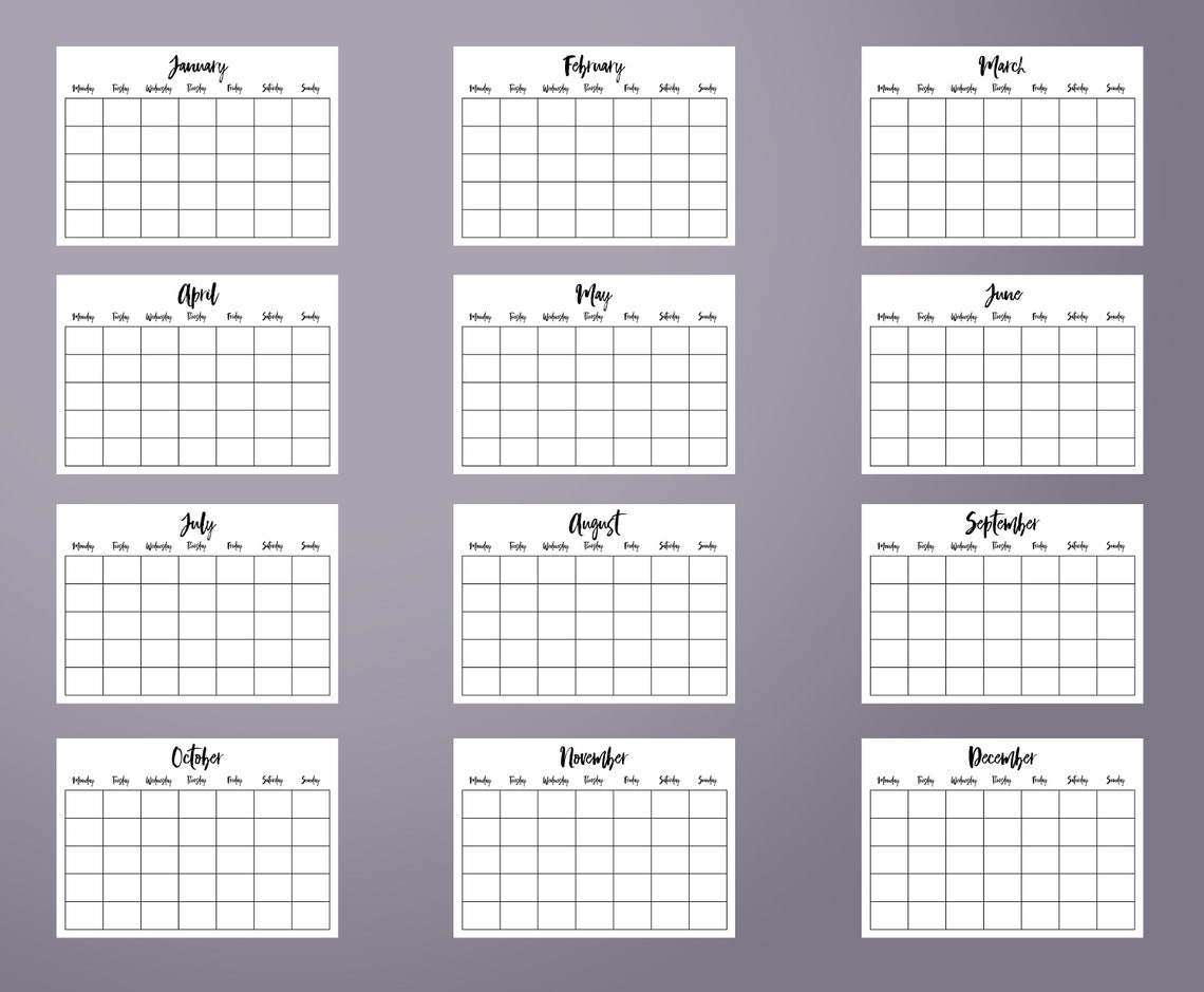 Perpetual A3 Monthly Calendar PRINTABLE Undated Desk Pad Planner - Etsy