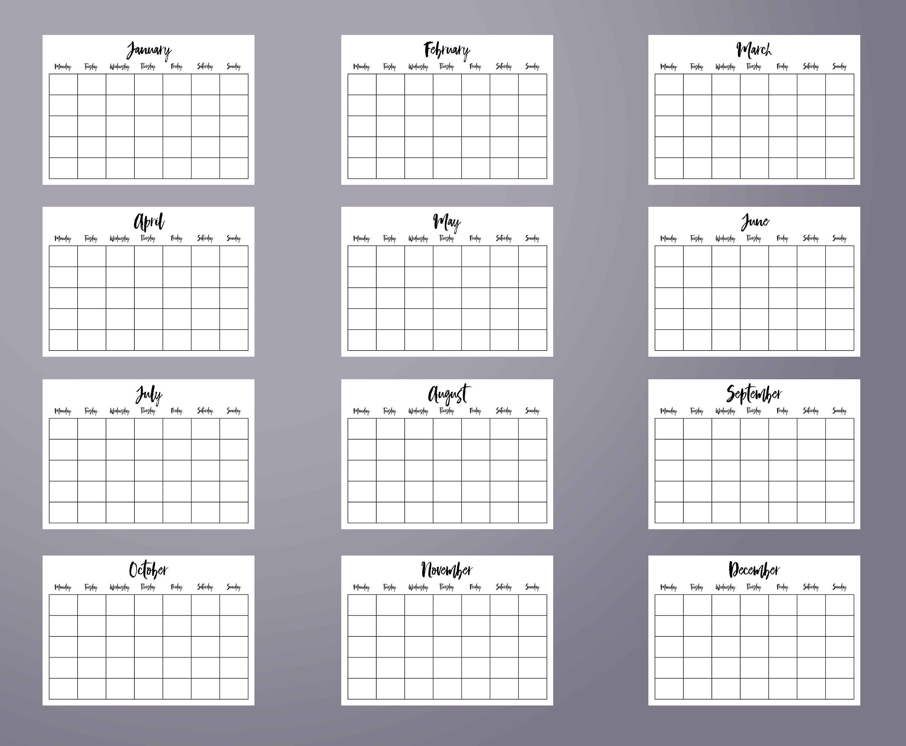 Perpetual A3 Monthly Calendar PRINTABLE Undated Desk Pad Planner - Etsy