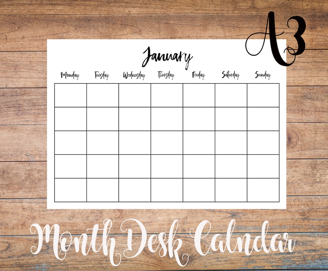 Perpetual A3 Monthly Calendar PRINTABLE Undated Desk Pad Planner - Etsy