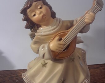 Vintage Goebel Angel with Mandolin Candle Holder Germany
