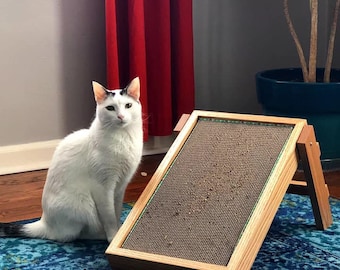 INCLINE! 30 degree Hand Made Wood Frame for Cardboard Cat Scratcher - Large/30 degree
