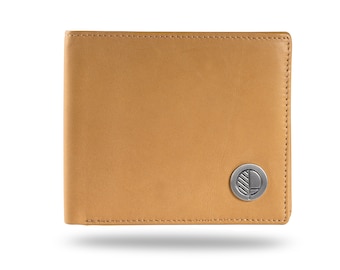 Ultra-Soft Tan Brown British Leather Mens Wallet - Slim Bifold Wallet - Coin Pouch - Drew Lennox of Sussex