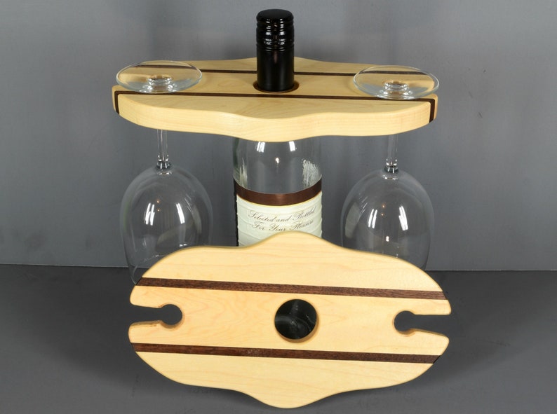wood accent caddie travel storage durable wood bottle rack kitchen decor picnic server Wine caddy drinking glass carrier maple