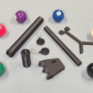 Billiard kit, flat template rack storage, pool cue table holder, jump bridge