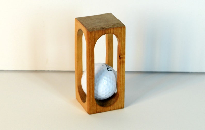 Golf Ball In Wood Block Desk Decoration Golfing Trick Etsy