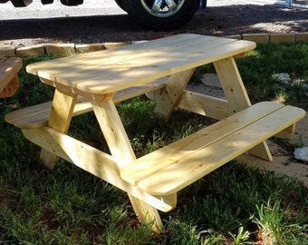 31" Kids toddler size small picnic table plan, step by step video guide, childrens outdoor patio furniture, simple wood project dimensions