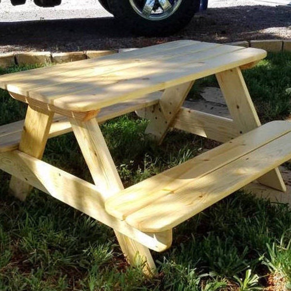 31" Kids toddler size small picnic table plan, step by step video guide, childrens outdoor patio furniture, simple wood project, dimensions