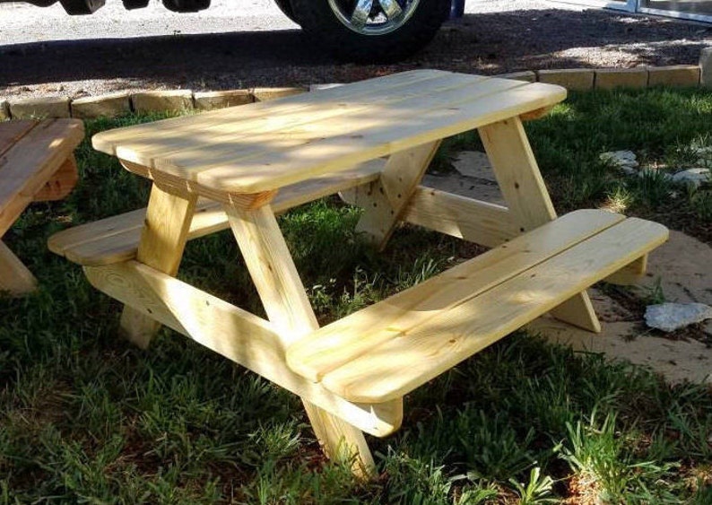 31 Kids toddler size small picnic table plan, step by step video guide, childrens outdoor patio furniture, simple wood project, dimensions image 1