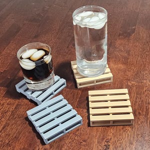 Shipping pallet coaster's, mini crate decor, replica design, drinkware accessory