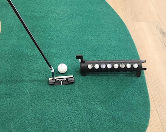Golf ball retriever, putting green dispenser tube, practice mat training aid