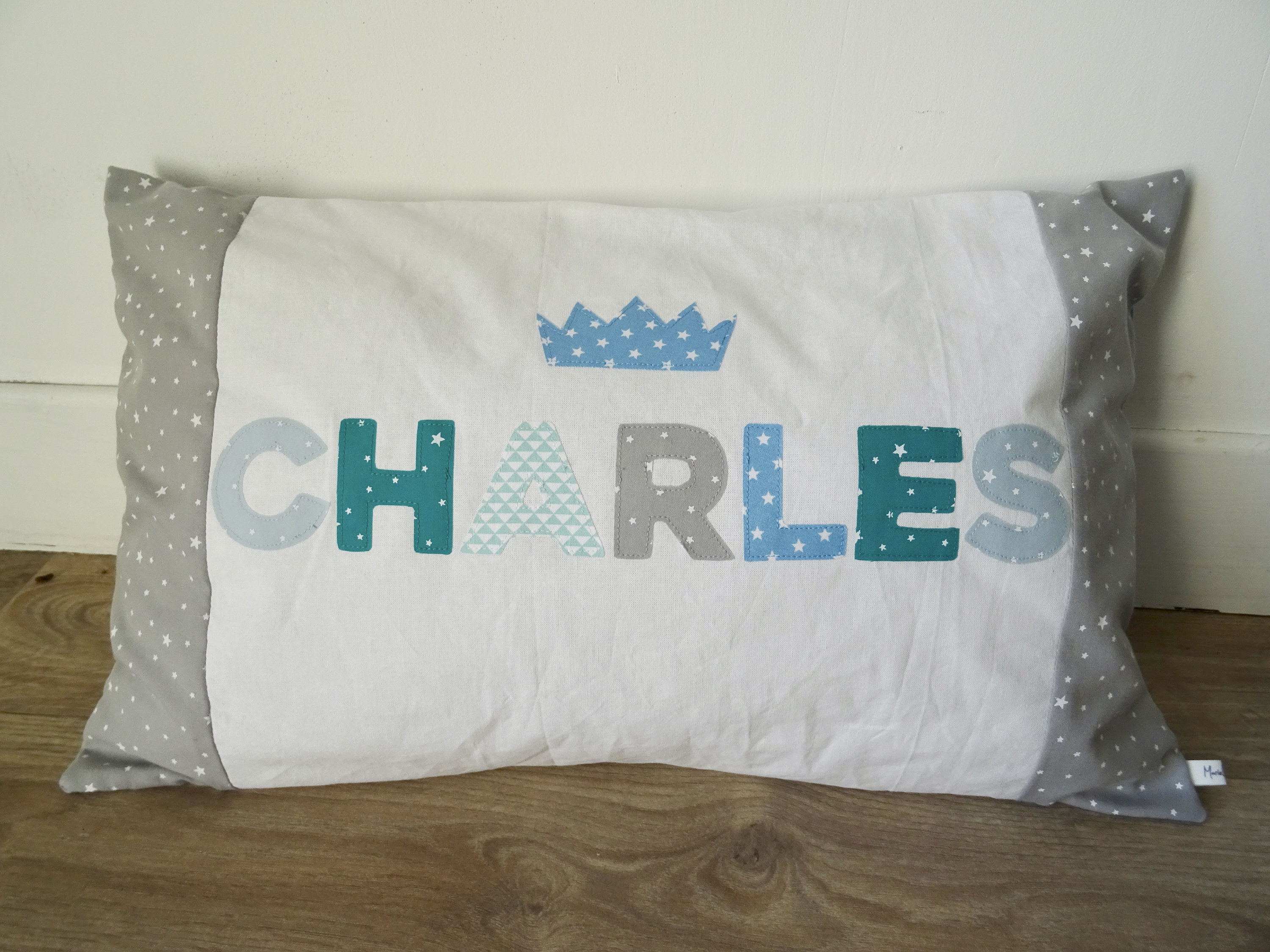 Coussin Prénom, Coussin Personnalisé, Cadeau Naissance, Enfant, Enfant, Couronne, Prénom Charles, Ca