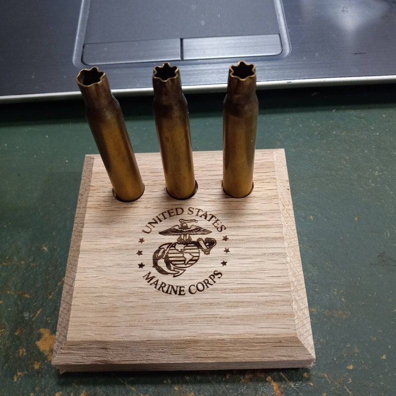 Three Volley Salute Memorial Shell Display Laser Engraved Oak Etsy