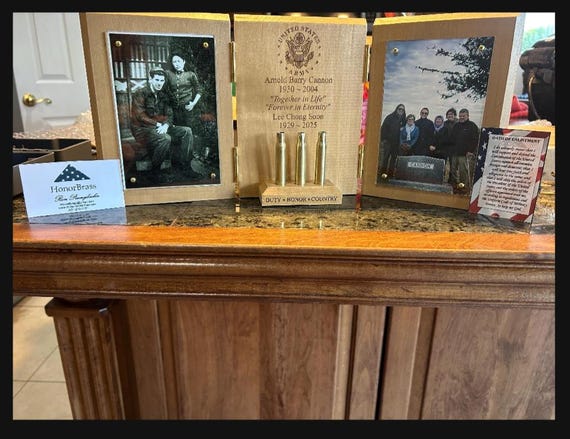 Three Volley Salute Memorial Shell Photo Display, Tri Fold, Laser Engraved  Hardwood, Personalized