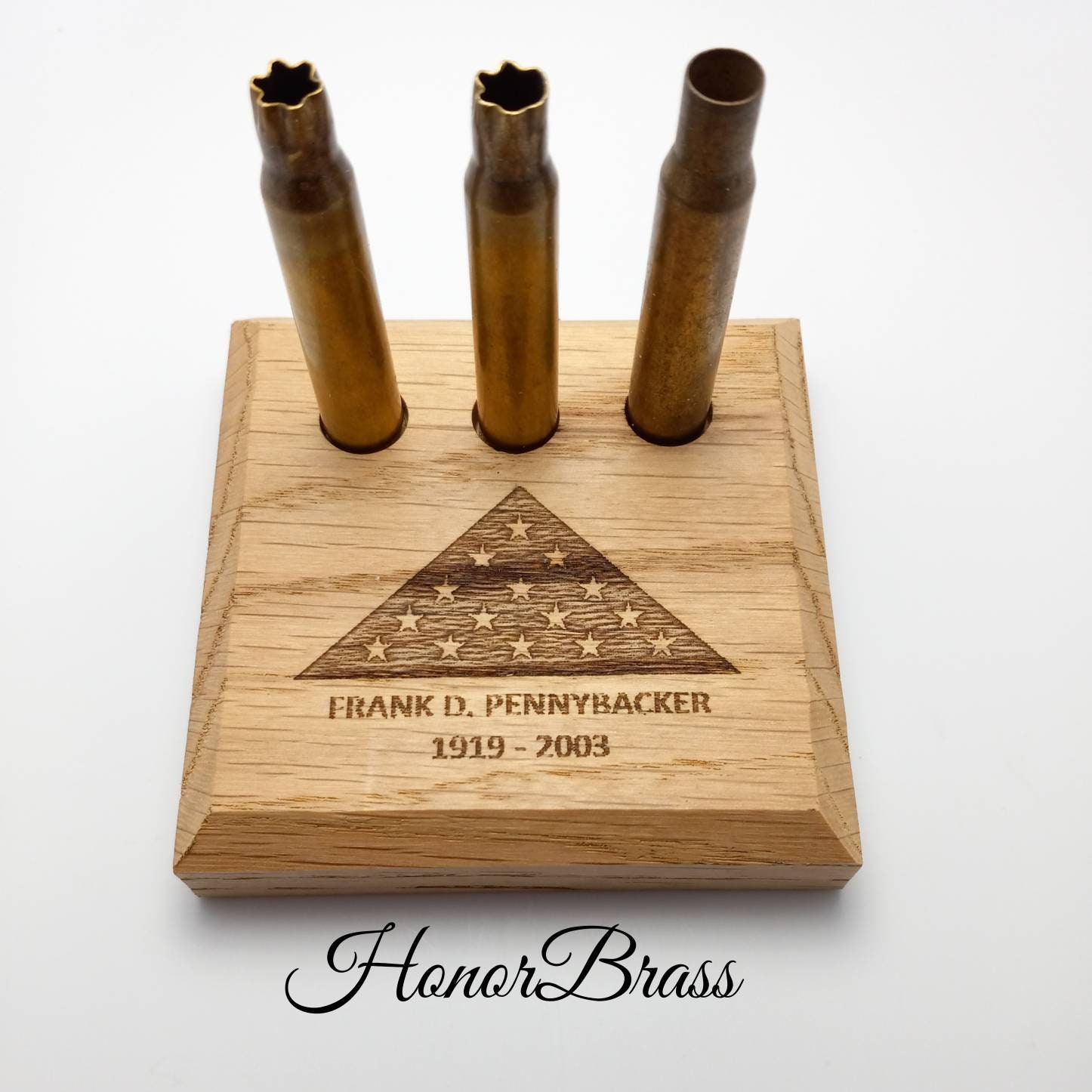 Three Volley Salute Memorial Shell Display Laser Engraved Oak Etsy