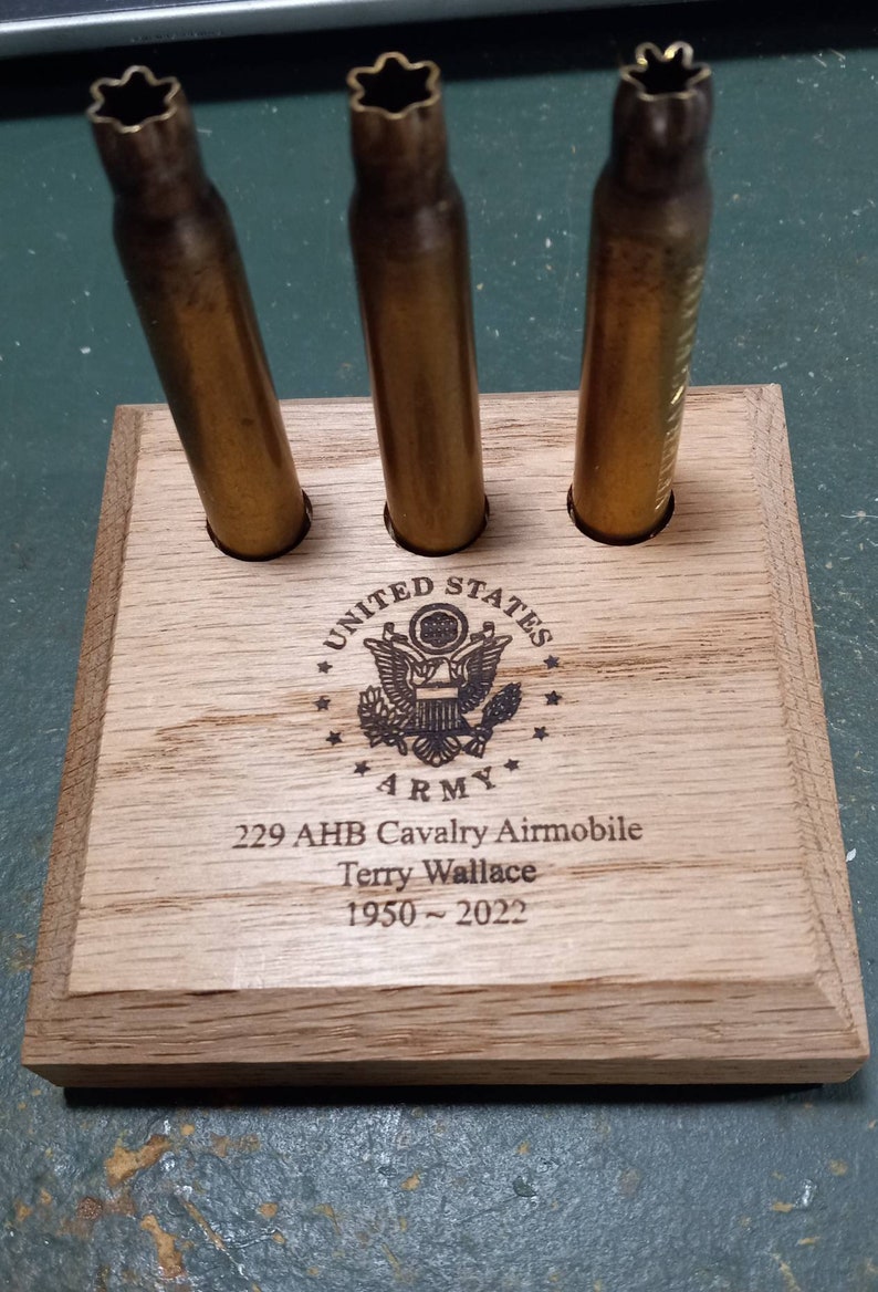 Three Volley Salute Memorial Shell Display Laser Engraved Oak Etsy