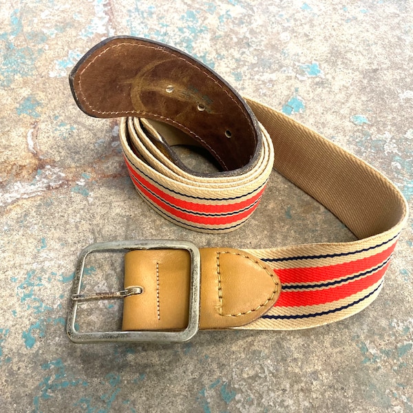 Vintage Belt Size 42 - 46 - Stretch Striped Western Cowboy Style - 60s 70s 80s - MCM Stripes Hippy Hippie