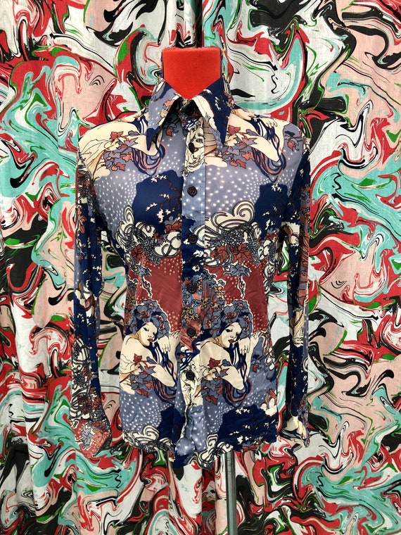 1970's whimsical fairy hippie disco shirt