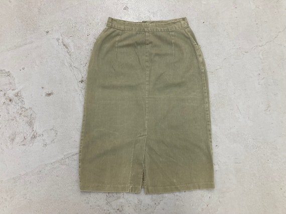 Vintage 90s Y2K Maxi Skirt Olive Green tags Jacke… - image 3