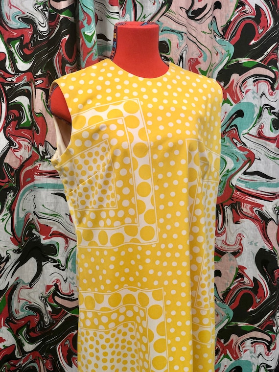 1960's Serbin by Muriel Ryan yellow polka dot dres