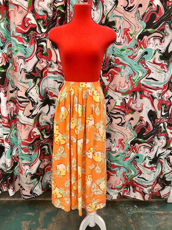 1980's sunny strawberry print maxi skirt